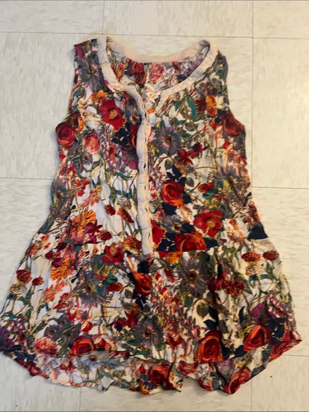 Floral Sleeveless Peplum Top - Multicolor